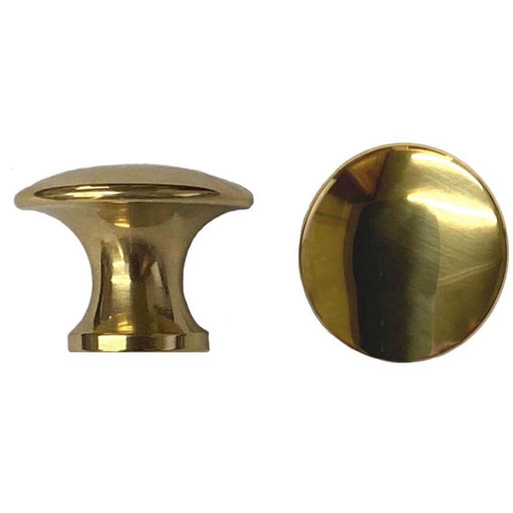 Small Polished Brass Knobs, diameter 3/4 inch - Paxton Hardware ltd
