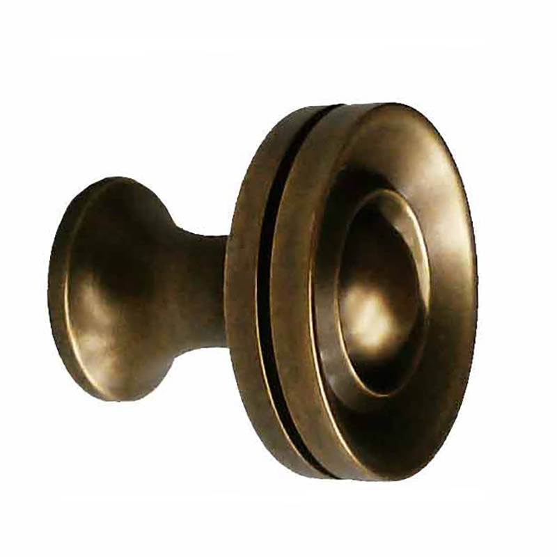 Brass Knob with Antique Finish, Side view - Paxton Hardware