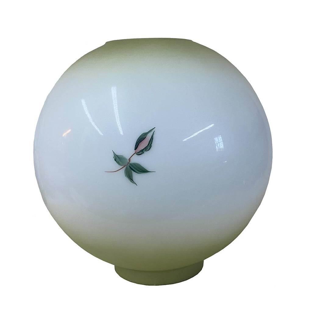 Back view of glass ball shade with hand painted magnolia - Paxton Hardware
