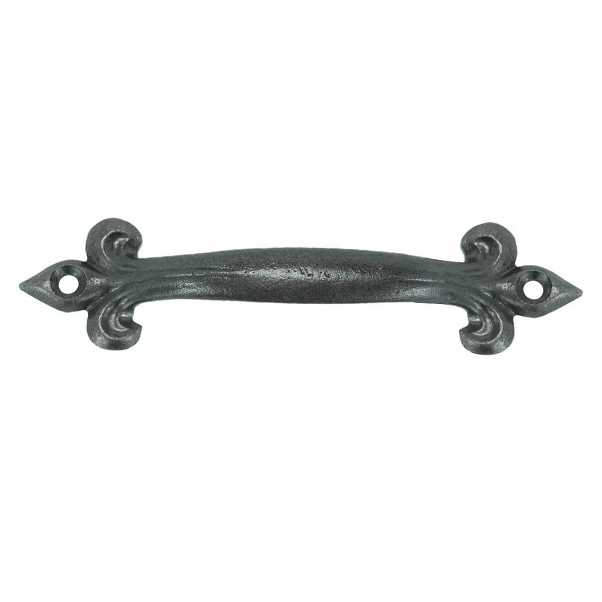 Iron Cabinet Pull, has decorative Fleur de Lis ends