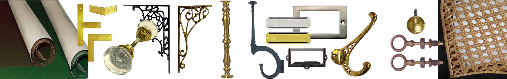 Vintage hardware, chair cane, felt, brass balls - Paxton Hardware