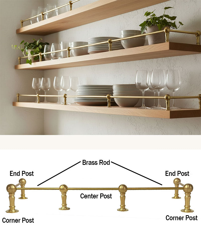 Cabinet Railing an easy to install option for wood shelves - Paxton Hardware