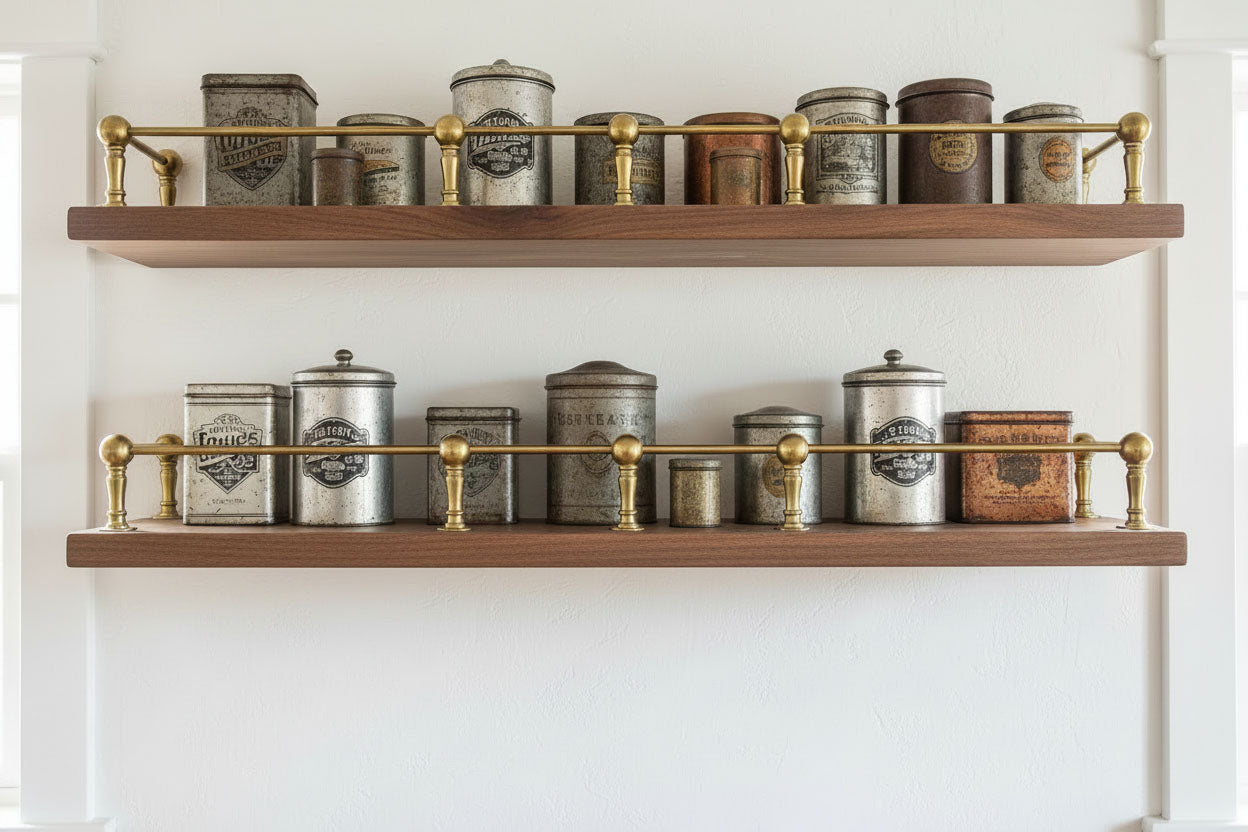 Brass Cabinet Railing ideal to secure collections - Paxton Hardware