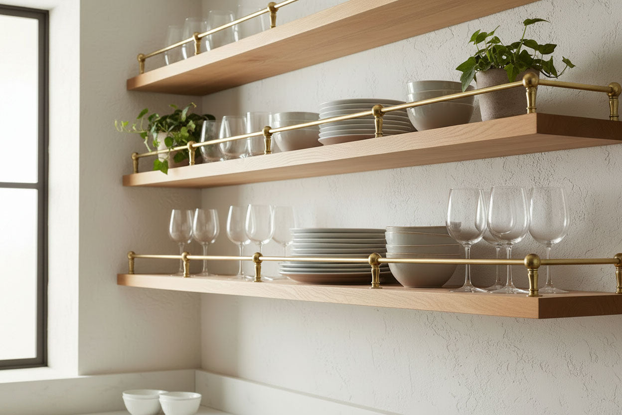 Brass Cabinet Rail ideal for Kitchen Shelves - Paxton Hardware