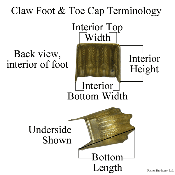 Measurement Diagram for Claw Feet - Paxton Hardware
