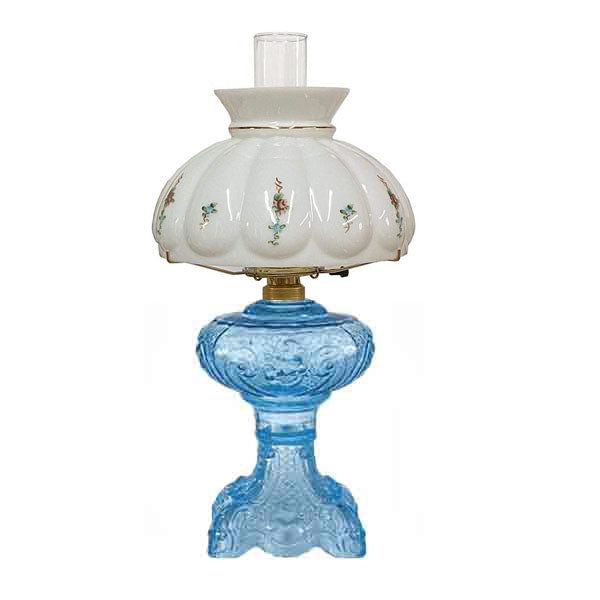 Turquoise Vintage Glass Lamp, white melon shade - Paxton hardware ltd