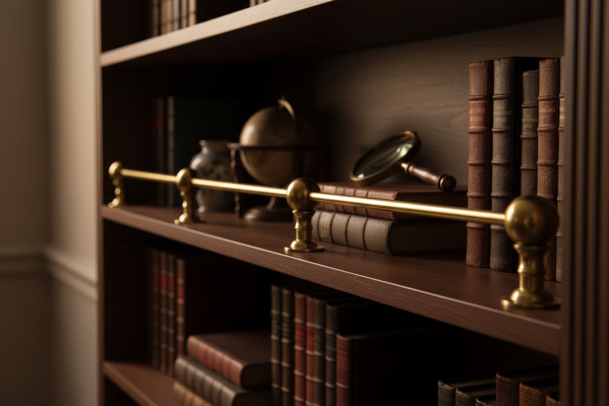 Low Tipping Rail shown in vintage library - Paxton Hardware