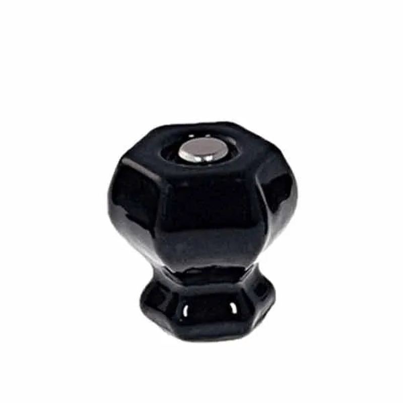 Black Glass Knobs, Hex shape