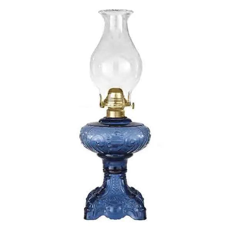 Blue Glass Oil Lamp, vintage style