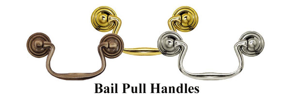 2.5, 3, 3.5 Centers ANTIQUED & Polished BRASS QUEEN ANNE BAIL PULL Swan  Neck handle knob drawer desk cabinet rustic old vintage mid century modern  - Furniture Restoration Hardware and Supplies
