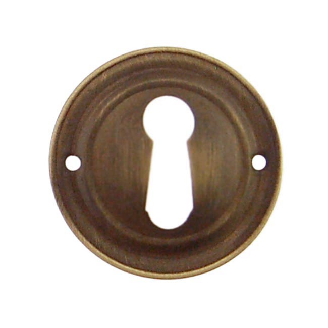 Round Antique Brass Keyhole Cover for furniture and cabinets, Paxton Hardware