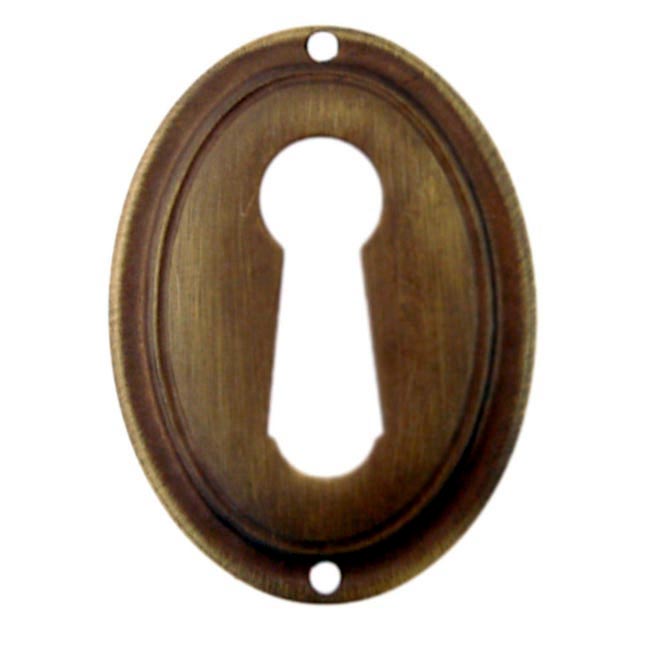 Oval Keyhole Cover, Antique Finish, Paxton Hardware