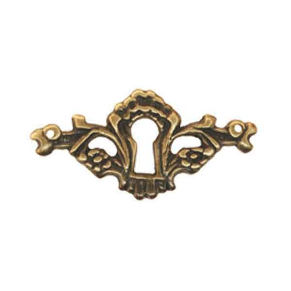 Victorian Brass Keyhole Cover for drawers, antique finish - Paxton Hardware