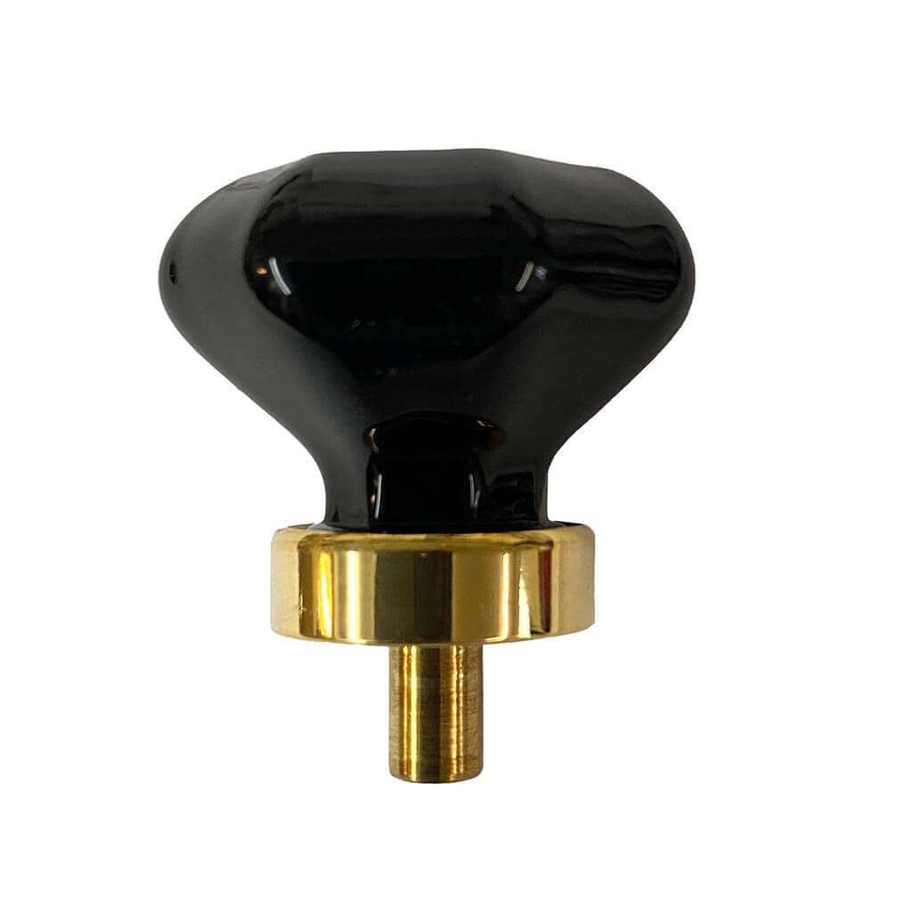 Stunning Black Glass Cabinet Knob with brass base, Paxton Hardware