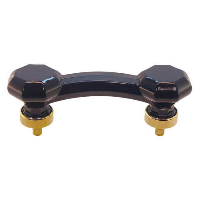 Black Glass Handle with Brass Cuffs, Paxton Hardware