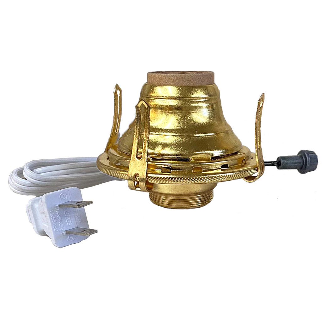 Solid Brass Electric Lamp Burners, White Cord #2 - Paxton Hardware ltd