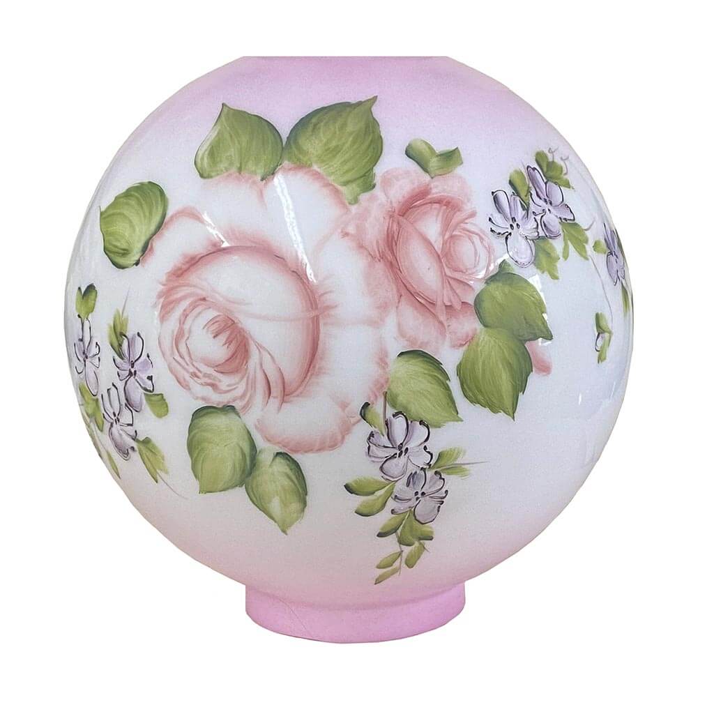 Pink Rose Ball Shade for antique lamps, Hand Painted - Paxton Hardware
