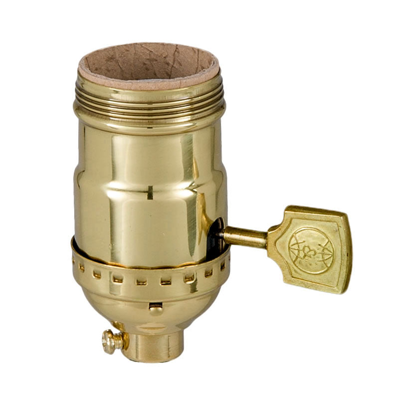 Brass 3-way Turn Paddle Lamp Socket - Paxton Hardware