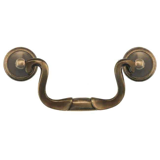 3 1/2-Inch Stamped Brass Cup Drawer Pull In Antique-By-Hand - 3-Inch  Center-to-Center
