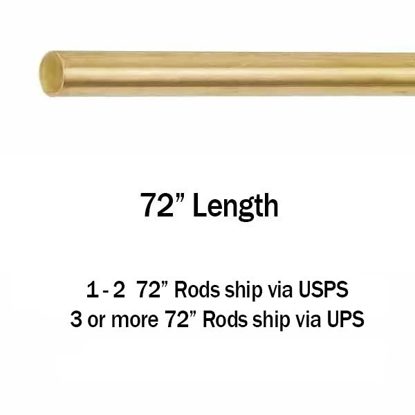 72" long Solid Brass 1/4" Rod for Railings - Paxton Hardware