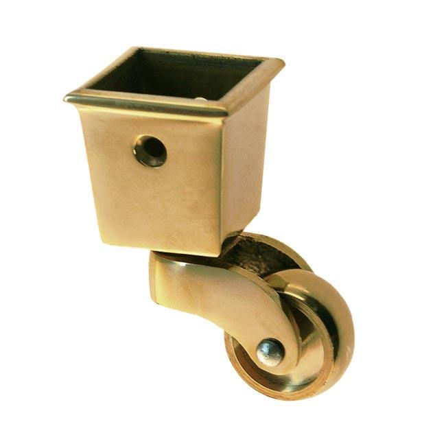 Polished Brass Square Cup Casters, 1 - Paxton Hardware