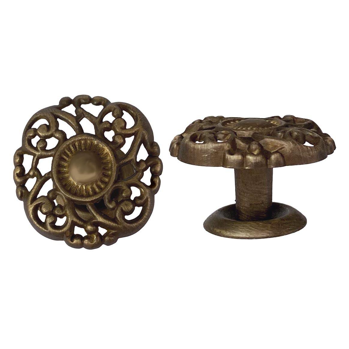 Victorian Cabinet Knobs, 1-1/2 Antique Brass - Paxton Hardware
