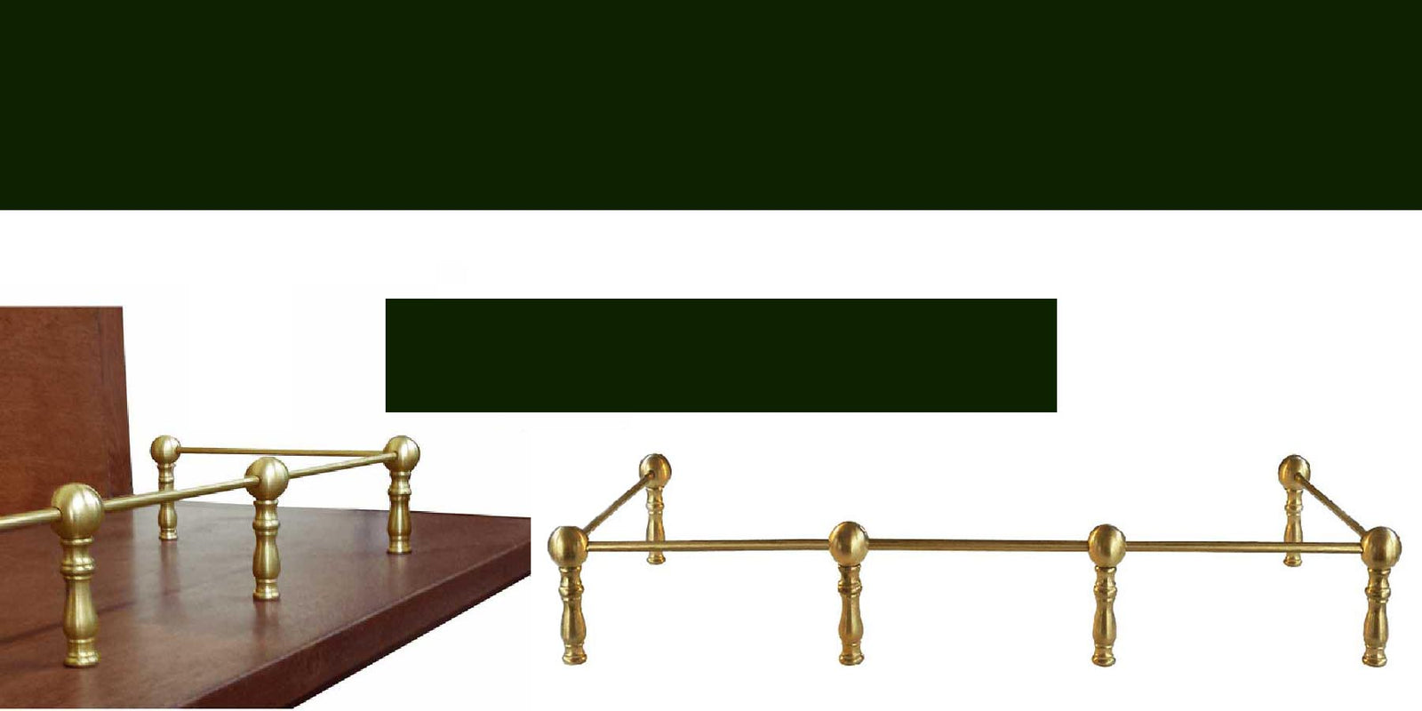 Vintage Shelf Railing is a decorative brass rail that can be customized to various layouts