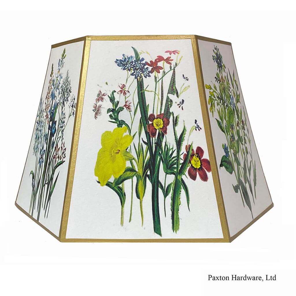 Lamp Shade with bouquets of flowers, Paxton hardware