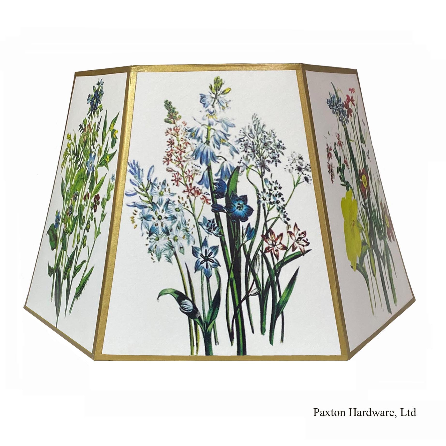 Lamp Shade with bouquets of flowers, Paxton hardware