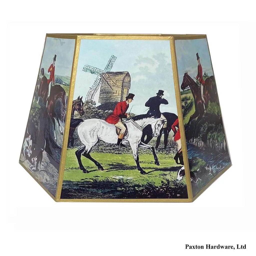 Lampshade with horses and hounds, Paxton Hardware, Ltd