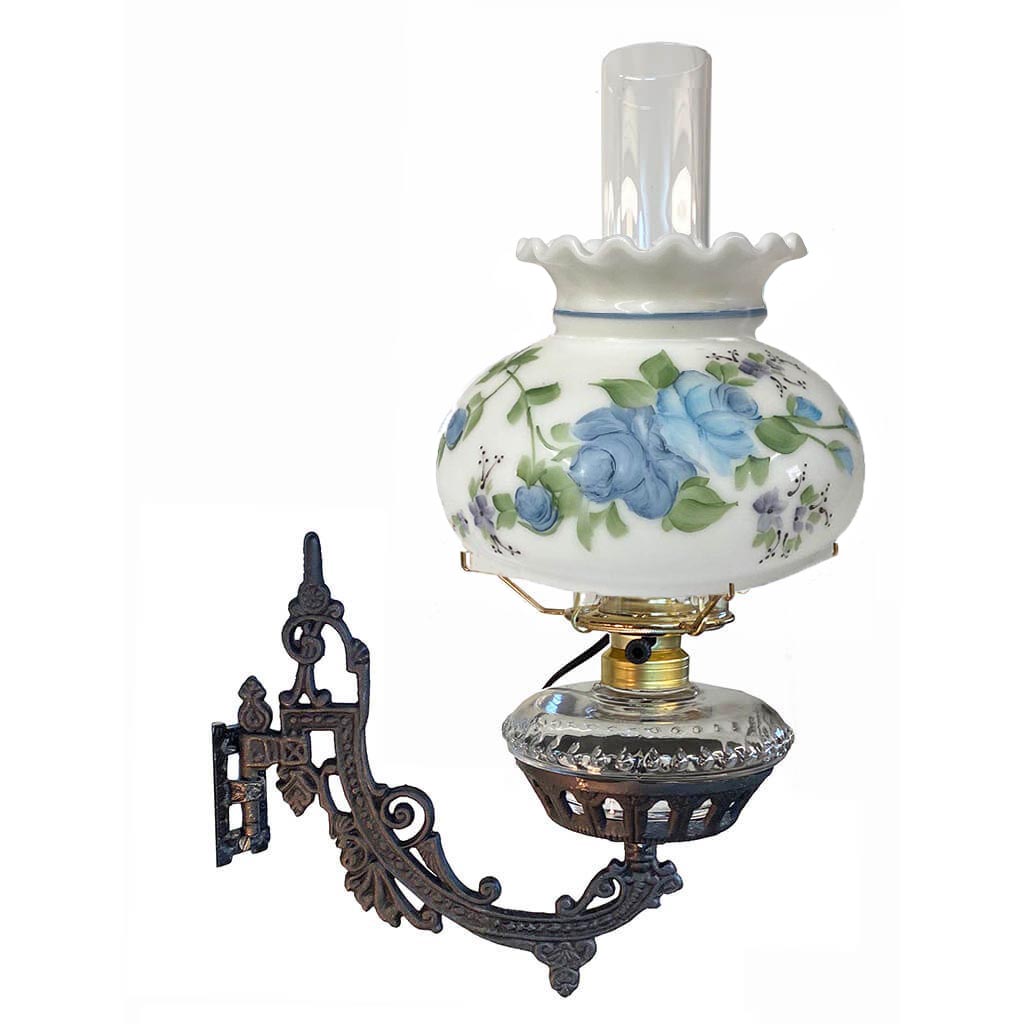 Wall Bracket Lamp - Blue Rose Shade - Paxton hardware ltd