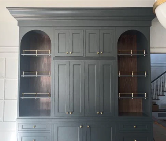 Cupboard display using Solid Brass Rail - Paxton Hardware