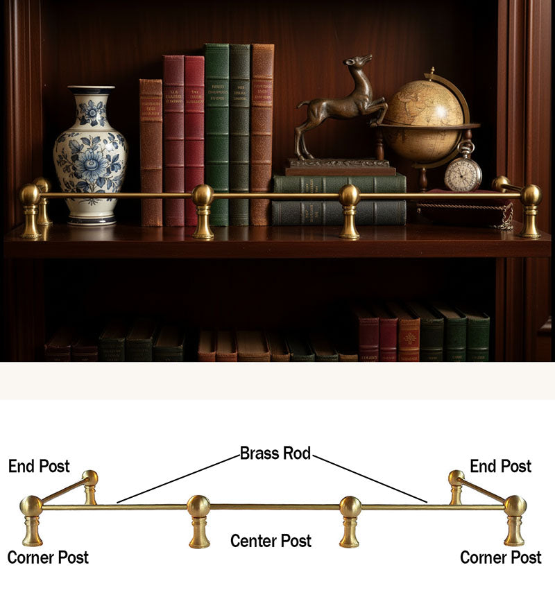 Brass Gallery Rail for shelving, cabinets and bars - Paxton Hardware