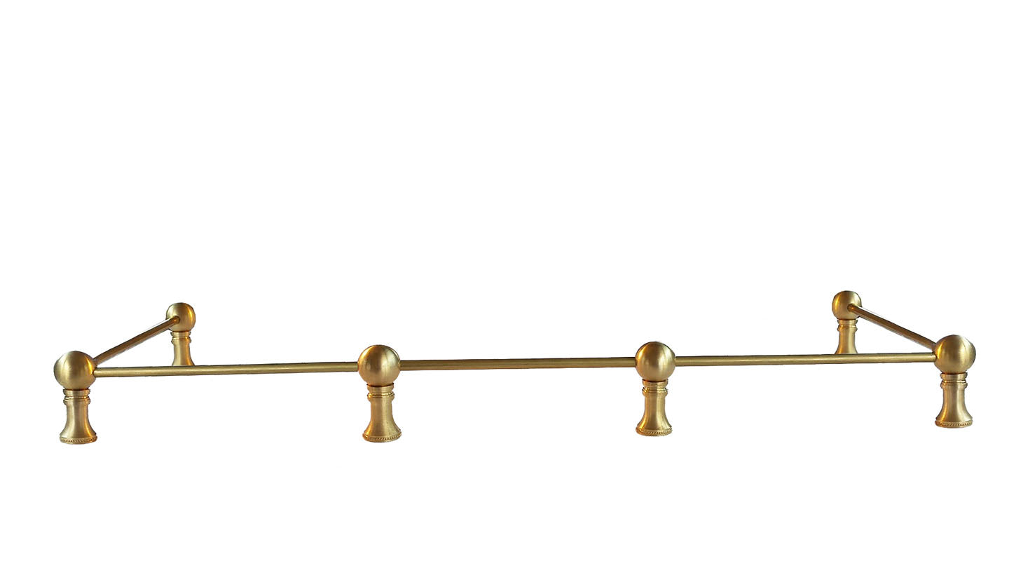 Customizable brass gallery rail for furniture, shelving, kitchens and bar backs - Paxton Hardware