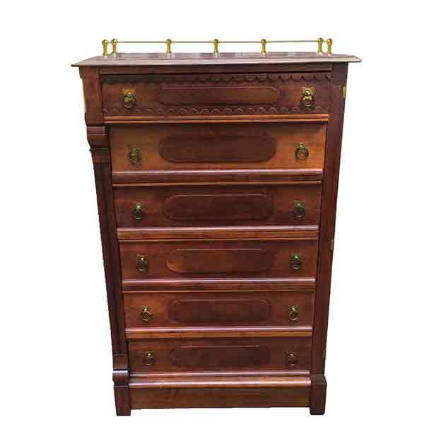 Brass Gallery Rail on Victorian Eastlake tall chest