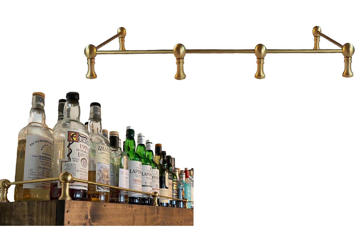 Brass Gallery Rail for shelving, cabinets and bars - Paxton Hardware