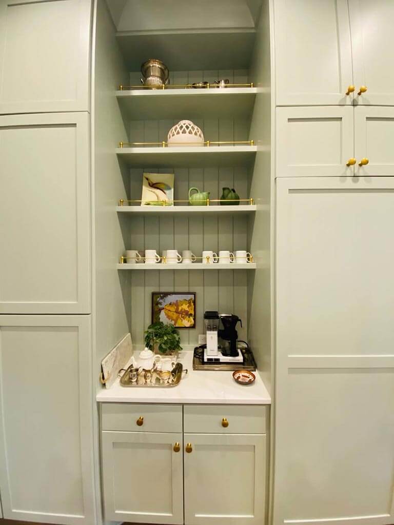 Brass Gallery Rail used on Kitchen Shelves - Paxton Hardware