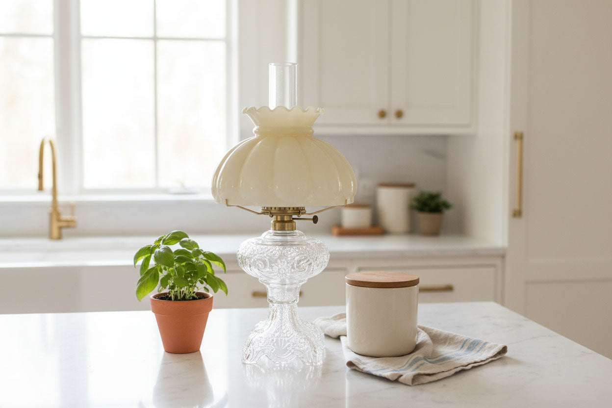 Antique Glass Lamp -- Splash of Green