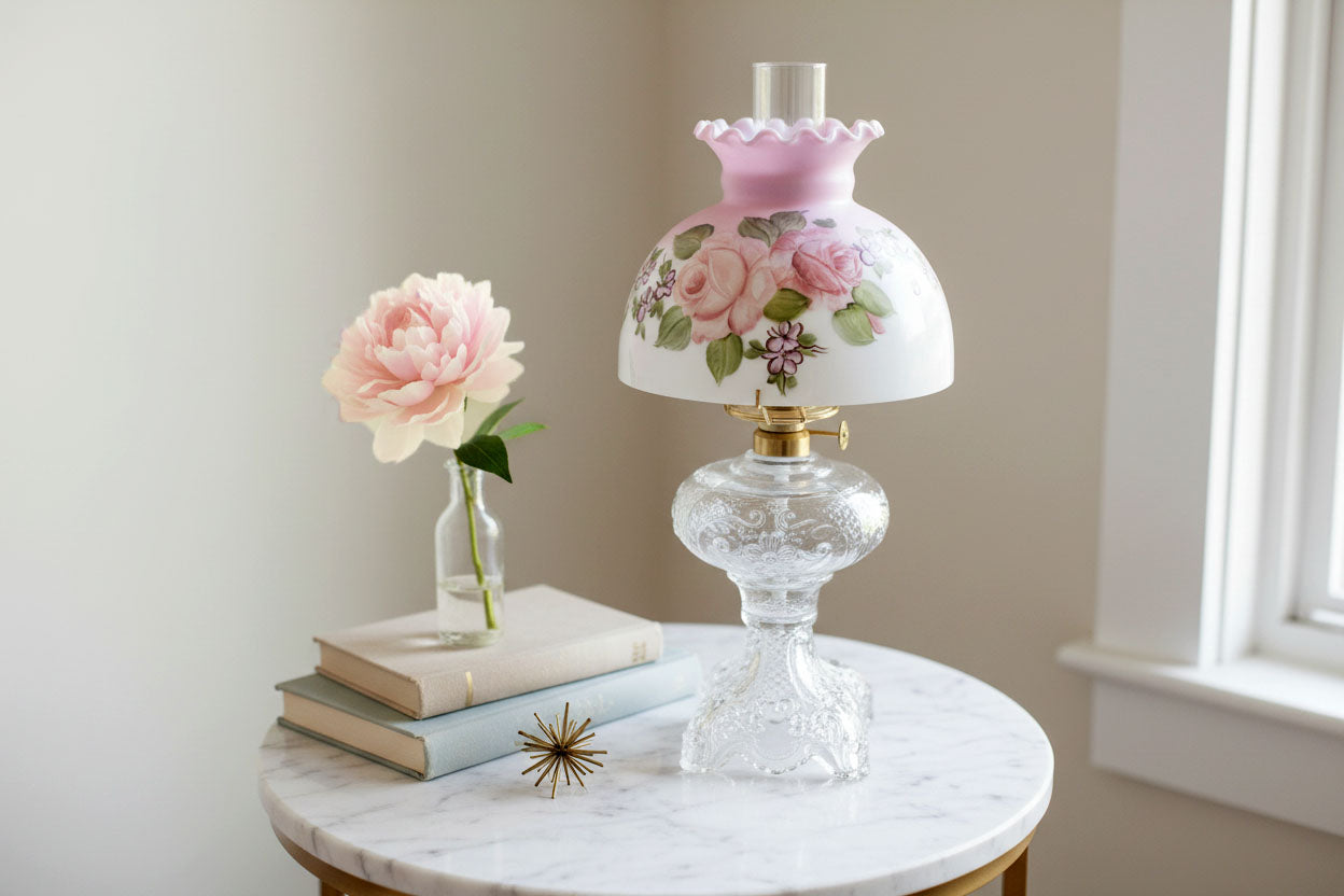 Roses Galore Clear Glass Lamp