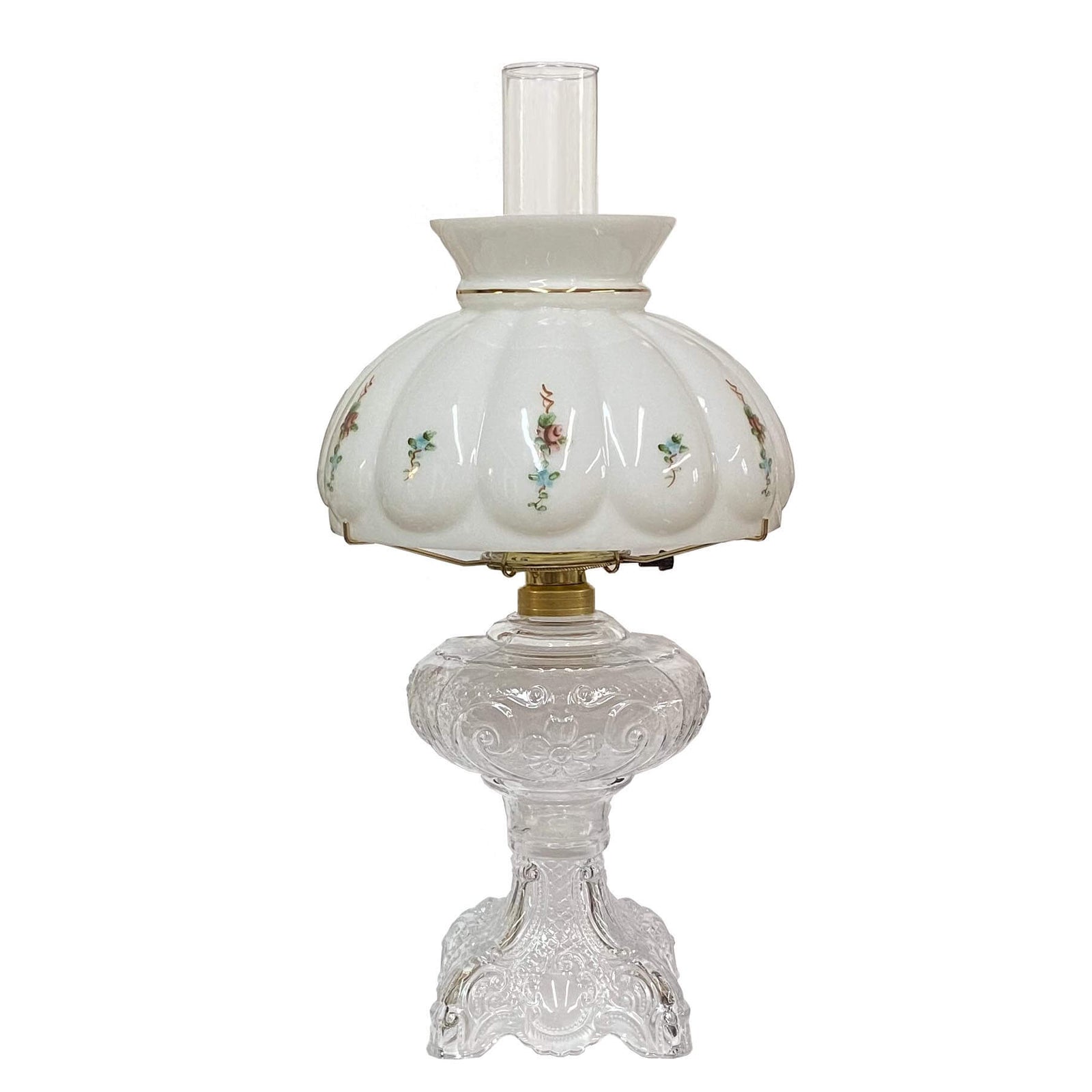 Vintage Glass Lamp with White Melon Shade - Paxton hardware ltd