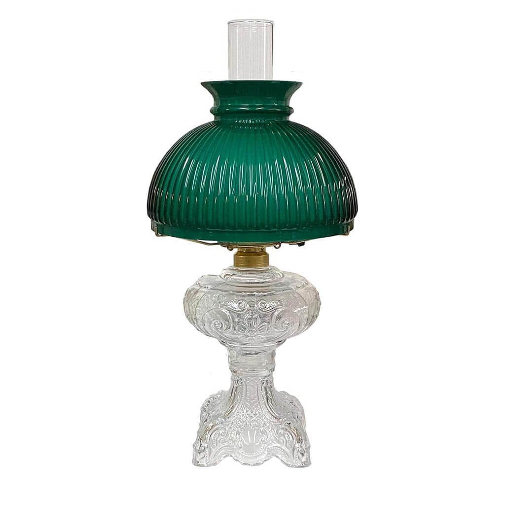 Antique Glass Lamp, Green Student Shade - Paxton hardware ltd