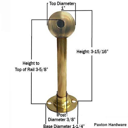 Mid-century Brass Railing Post Measurements - Paxton Hardware
