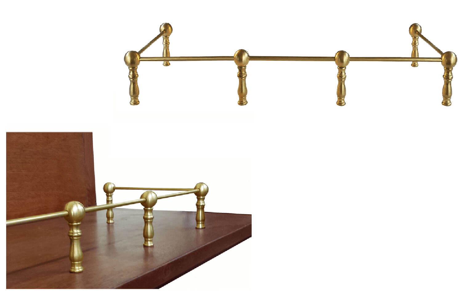 Vintage Shelf Rail, Solid Brass - Paxon Hardware