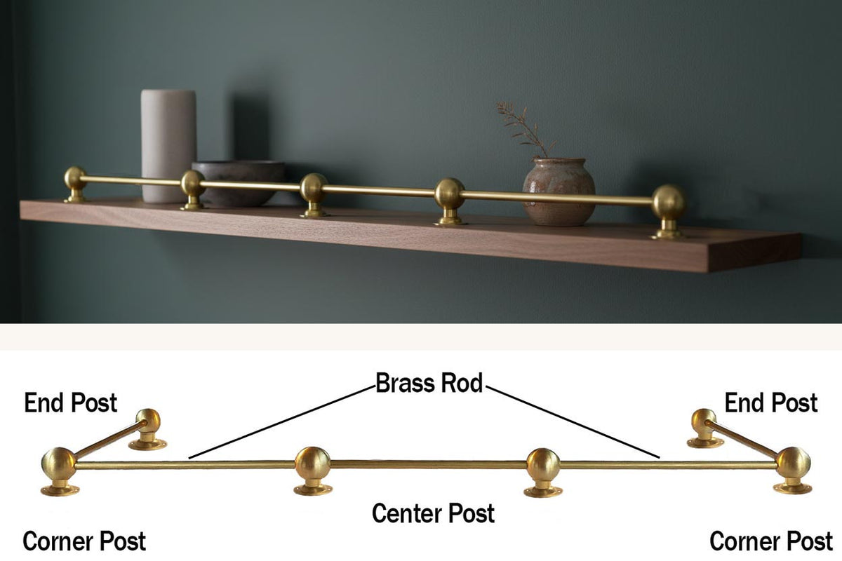 Short Brass Rod for Shelving - Paxton Hardware