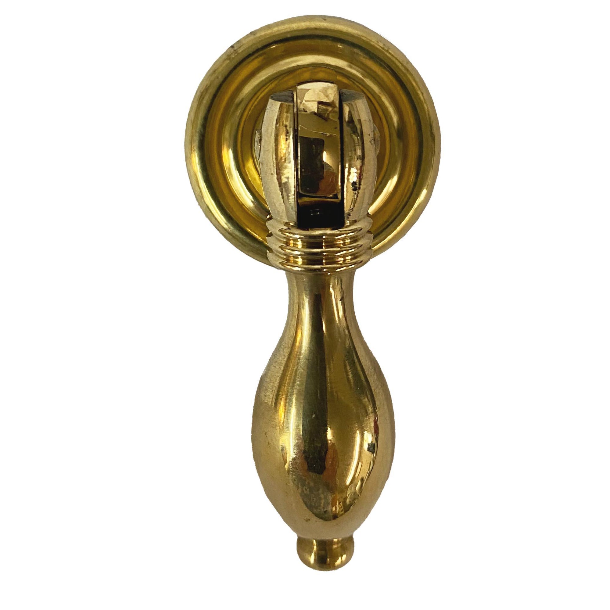 Antique Round Brass Candle Holder With Finger Lift and Handle