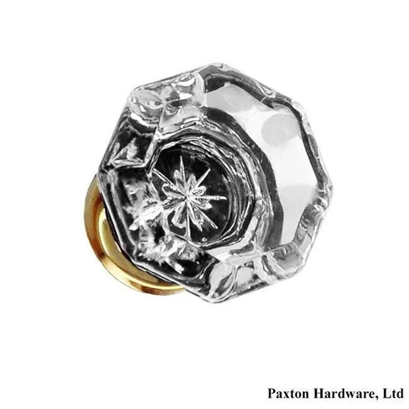 Clear Glass Knob w/ Brass Base 1" - paxton hardware