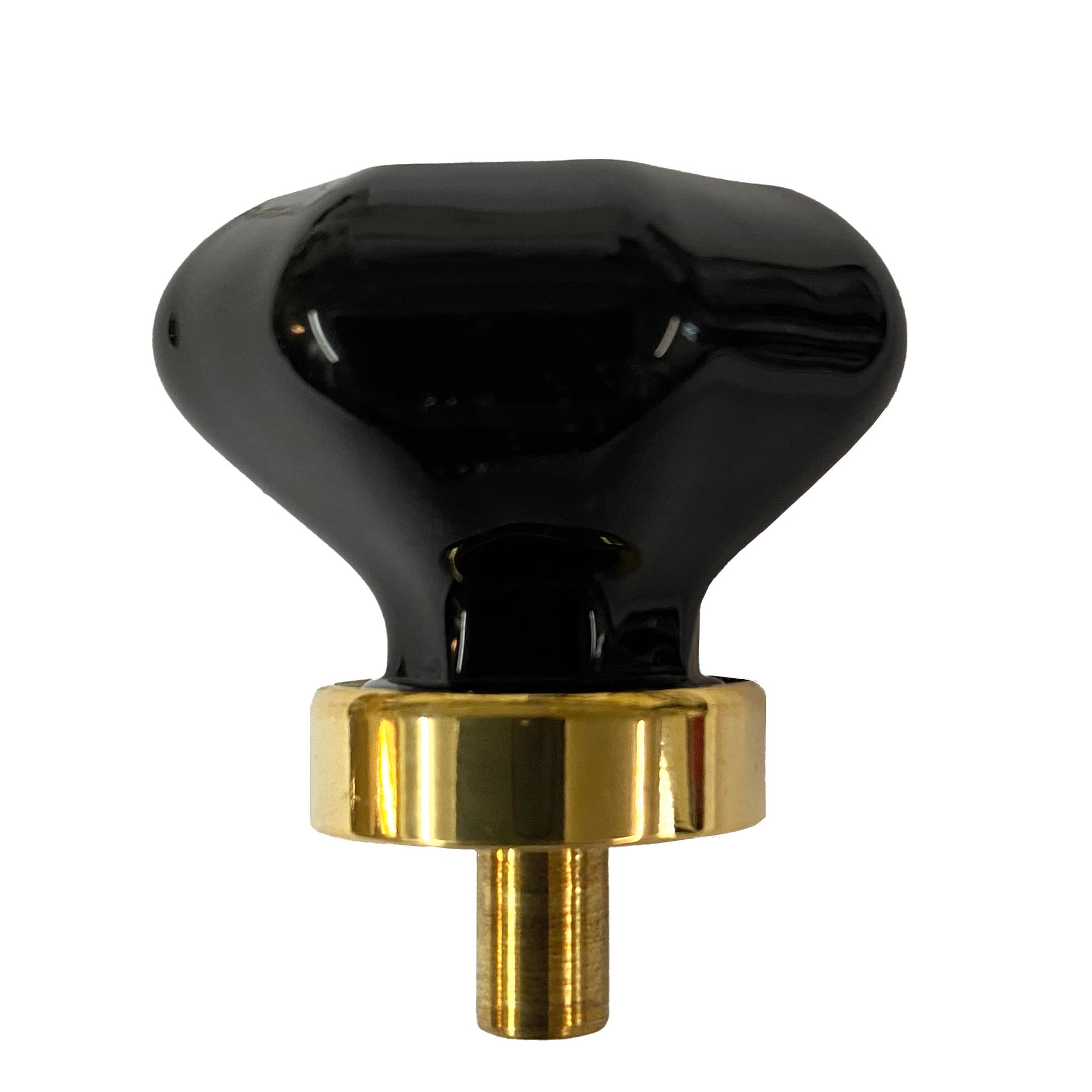 Large Black Glass Knobs with Brass Base - Paxton Hardware