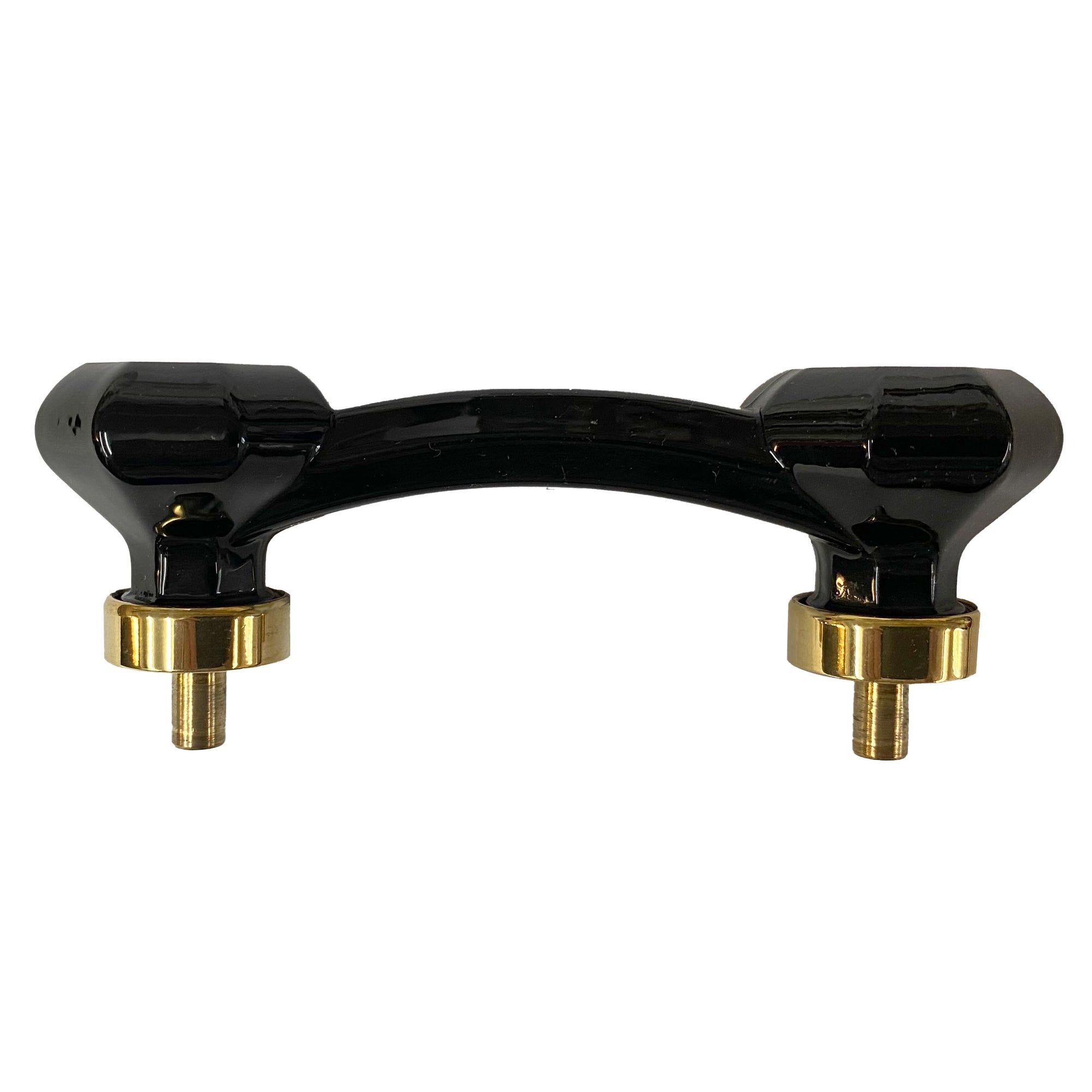 Black Glass Cabinet Handles with Brass Base - Paxton Hardware