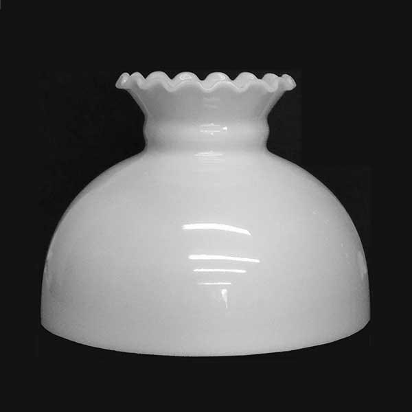 White Glass Lamp Shade, Ruffle-top, 10 inch