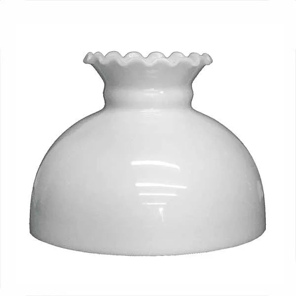 White Glass Lamp Shade, Ruffle-top Student, 10 inch - paxton hardware ltd